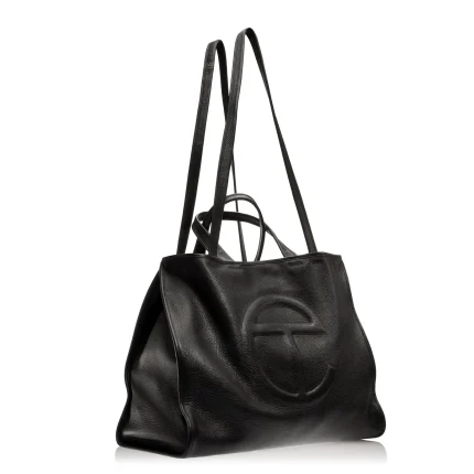Telfar Leather Large Carry Bag Black