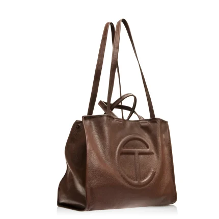 Telfar Leather Large Carry Bag Chocolate
